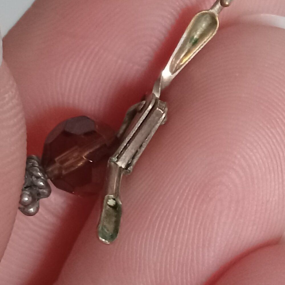Green and Brown Beaded Lightweight Lever Back Clasp Boho Dangle Drop Earrings - Picture 5 of 6